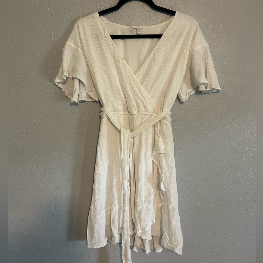 White Flowy Wrap Dress